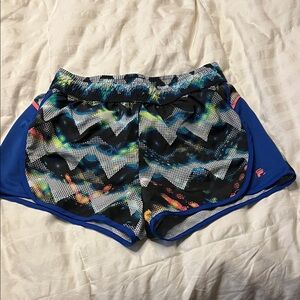 Fila Blue and Black Patterned Women's Athletic Shorts